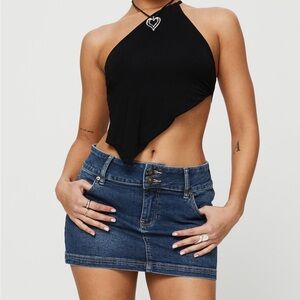Princess Polly Faya Low Rise Denim Mini Skirt